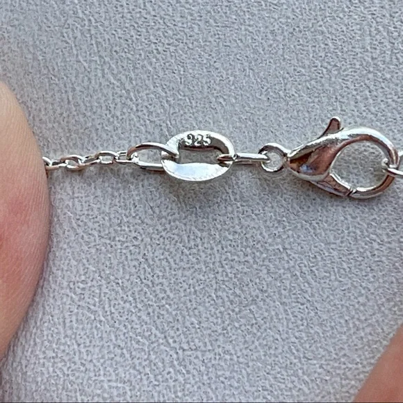 Orange & white Murano glass millefiori teardrop charm 925 sterling silver chain - Picture 6 of 7